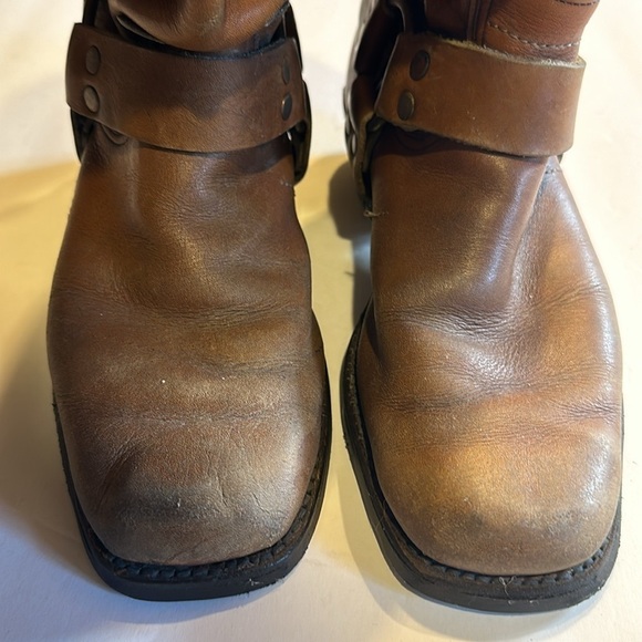 Camel brown heeled leather cowboy western boots with new soles had pull tabs - Picture 7 of 15